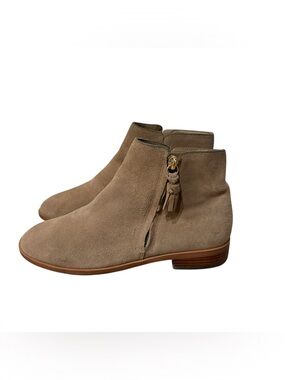 Kate Spade Women's Ankle Boots Tan Suede Zip Tassel Size 7
